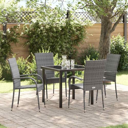 Qnhdfrt Gartenmöbel Set 5-Teilig Grau Poly Rattan Esstisch 4 Stühle Pulverbeschichtet Stahl Modernes Design Langlebig für Balkon Terrasse Garten Qnhdfrt Gartenmöbel Set 5-Teilig Grau Poly Rattan Esstisch 4 Stühle Pulverbeschichtet Stahl Modernes Design Langlebig für Balkon Terrasse Garten von Qnhdfrt