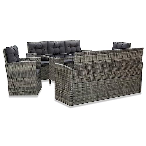 Qnhdfrt Gartenmöbel Set 5 teilig Grau PE Rattan Lounge Sitzgruppe mit Tisch und Polstern Outdoor für Terrasse Balkon Garten Qnhdfrt Gartenmöbel Set 5 teilig Grau PE Rattan Lounge Sitzgruppe mit Tisch und Polstern Outdoor für Terrasse Balkon Garten von Qnhdfrt