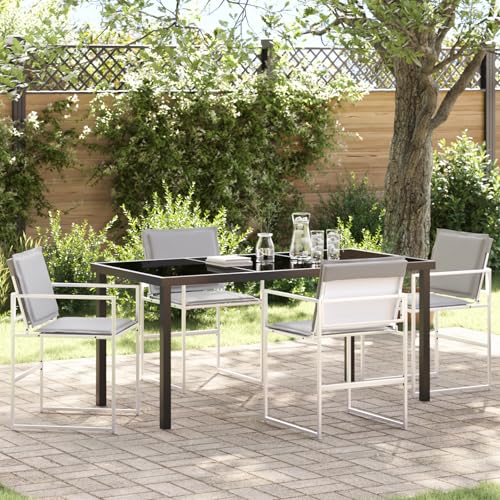 Qnhdfrt Gartenmöbel Set 5-teilig Klappbar in Weiß Textilene Stahl - Esszimmer mit Kissen Outdoor für Terrasse Balkon Garten von Qnhdfrt