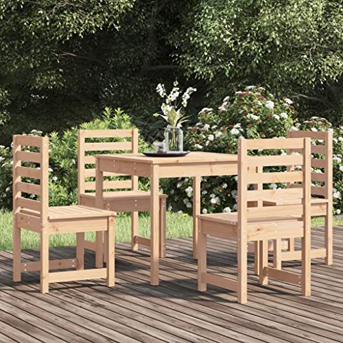 Qnhdfrt Gartenmöbel Set 5 teilig aus massivem Kiefernholz mit Esstisch und 4 Stühlen für Terrasse Garten und Balkon von Qnhdfrt