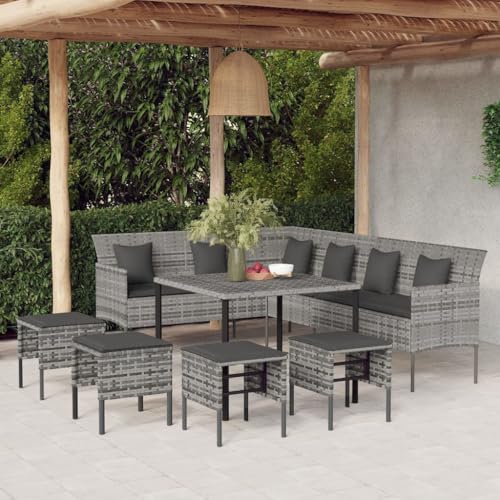 Qnhdfrt Gartenmöbel Set 6 teilig L Form Sofa mit Tisch und Hocker Grau PE Rattan Outdoor Sitzgruppe für Balkon Terrasse Garten Qnhdfrt Gartenmöbel Set 6 teilig L Form Sofa mit Tisch und Hocker Grau PE Rattan Outdoor Sitzgruppe für Balkon Terrasse Garten von Qnhdfrt