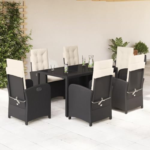 Qnhdfrt Gartenmöbel Set 7 TLG PE Rattan Essgruppe mit Kissen Schwarz Outdoor Lounge Set für Terrasse Garten und Balkon Qnhdfrt Gartenmöbel Set 7 TLG PE Rattan Essgruppe mit Kissen Schwarz Outdoor Lounge Set für Terrasse Garten und Balkon von Qnhdfrt