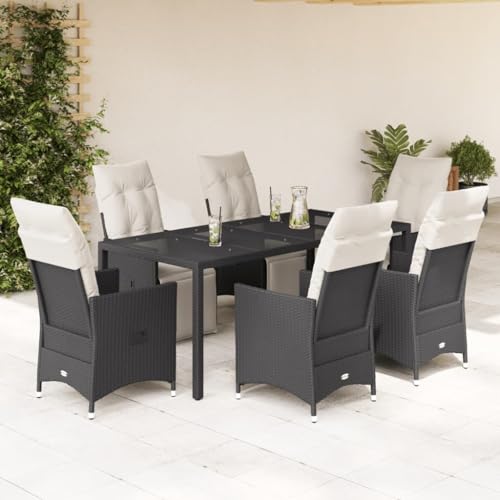 Qnhdfrt Gartenmöbel Set 7 teilig PE Rattan Essgruppe mit Relaxsessel Kissen Schwarz Cremeweiß für Garten Balkon Terrasse Qnhdfrt Gartenmöbel Set 7 teilig PE Rattan Essgruppe mit Relaxsessel Kissen Schwarz Cremeweiß für Garten Balkon Terrasse von Qnhdfrt