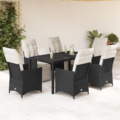 Qnhdfrt Gartenmöbel Set 7 teilig PE Rattan Essgruppe mit Relaxsessel Kissen Schwarz Outdoor Lounge Sitzgruppe für Terrasse Garten und Balkon Qnhdfrt Gartenmöbel Set 7 teilig PE Rattan Essgruppe mit Relaxsessel Kissen Schwarz Outdoor Lounge Sitzgruppe für Terrasse Garten und Balkon von Qnhdfrt
