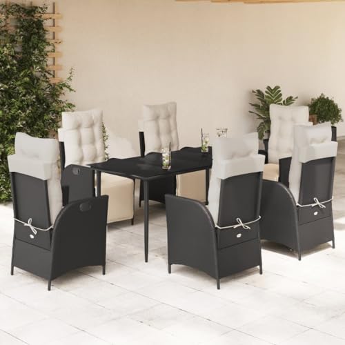 Qnhdfrt Gartenmöbel Set 7 teilig Schwarz PE Rattan mit Kissen Essgruppe für Garten Terrasse Balkon Qnhdfrt Gartenmöbel Set 7 teilig Schwarz PE Rattan mit Kissen Essgruppe für Garten Terrasse Balkon von Qnhdfrt