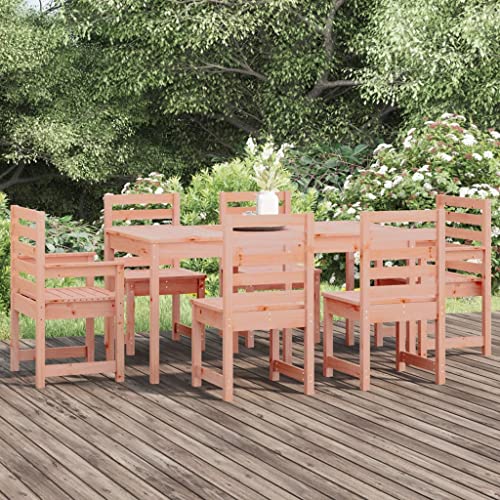 Qnhdfrt Gartenmöbel Set 7 teilig aus massivem Douglasienholz für Terrasse Garten und Balkon mit Esstisch und Stühlen Robust und Langlebig von Qnhdfrt