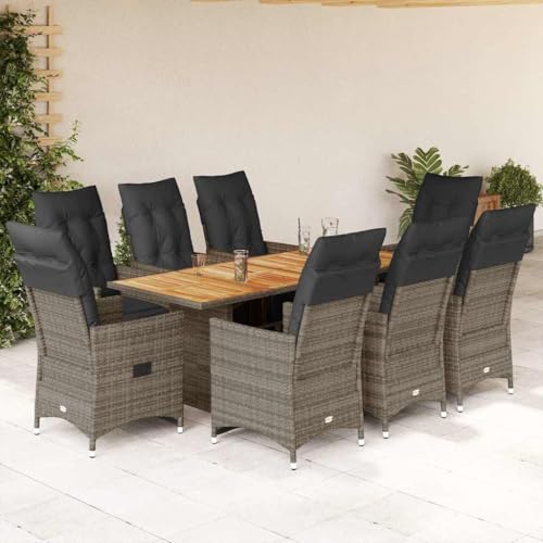 Qnhdfrt Gartenmöbel Set 9 teilig Grau Poly Rattan Bistro Set mit Kissen und verstellbaren Relaxsesseln für Balkon Terrasse Garten Qnhdfrt Gartenmöbel Set 9 teilig Grau Poly Rattan Bistro Set mit Kissen und verstellbaren Relaxsesseln für Balkon Terrasse Garten von Qnhdfrt