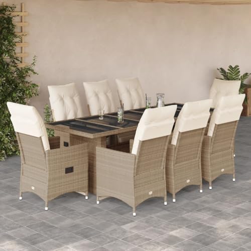 Qnhdfrt Gartenmöbel Set 9 teilig Poly Rattan Bistro Set mit Kissen Verstellbare Relaxsessel und Tisch für Garten Balkon Terrasse Qnhdfrt Gartenmöbel Set 9 teilig Poly Rattan Bistro Set mit Kissen Verstellbare Relaxsessel und Tisch für Garten Balkon Terrasse von Qnhdfrt