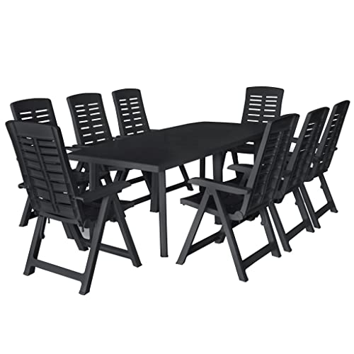 Qnhdfrt Gartenmöbel Set 9 teilig aus Kunststoff Anthrazit mit Klappstühlen und Gartentisch mit Sonnenschirmloch Wetterfest und Leicht für Terrasse Balkon Garten Qnhdfrt Gartenmöbel Set 9 teilig aus Kunststoff Anthrazit mit Klappstühlen und Gartentisch mit Sonnenschirmloch Wetterfest und Leicht für Terrasse Balkon Garten von Qnhdfrt