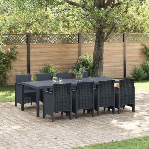 Qnhdfrt Gartenmöbel Set 9tlg Anthrazit Poly Rattan Esstisch mit 8 Stühlen Modernes Design Robust & Langlebig für Garten Terrasse Balkon und kleine Außenbereiche Qnhdfrt Gartenmöbel Set 9tlg Anthrazit Poly Rattan Esstisch mit 8 Stühlen Modernes Design Robust & Langlebig für Garten Terrasse Balkon und kleine Außenbereiche von Qnhdfrt