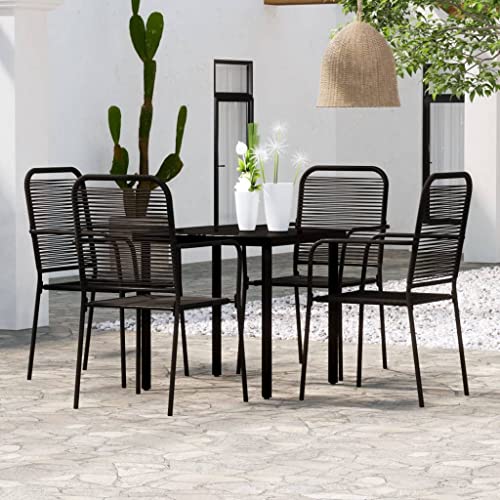 Qnhdfrt Gartenmöbel Set Schwarz 5 TLG. Essgruppe mit Glas Tisch und Baumwollseil Stühlen für Outdoor Terrasse Balkon Küche Qnhdfrt Gartenmöbel Set Schwarz 5 TLG. Essgruppe mit Glas Tisch und Baumwollseil Stühlen für Outdoor Terrasse Balkon Küche von Qnhdfrt