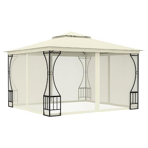 Qnhdfrt Gartenpavillon 300x300 cm Creme mit Netz Wände Stahlrahmen und UV-beständigem Polyester für Garten Party Camping Grillfeste Qnhdfrt Gartenpavillon 300x300 cm Creme mit Netz Wände Stahlrahmen und UV-beständigem Polyester für Garten Party Camping Grillfeste von Qnhdfrt