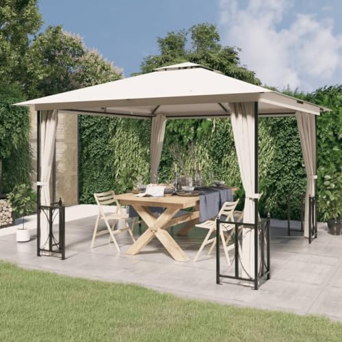 Qnhdfrt Gartenpavillon 3x3 m Creme pulverbeschichteter Stahlrahmen Polyesterdach Seitenwände und Doppeldach für Luftzirkulation Modernes Design für Terrasse Garten und Grillplatz Qnhdfrt Gartenpavillon 3x3 m Creme pulverbeschichteter Stahlrahmen Polyesterdach Seitenwände und Doppeldach für Luftzirkulation Modernes Design für Terrasse Garten und Grillplatz von Qnhdfrt
