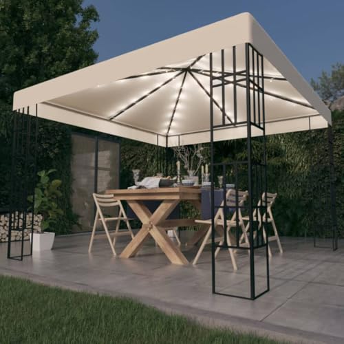 Qnhdfrt Gartenpavillon 3x3 m mit LED-Lichterkette Creme Schwarz Robuste Stahlkonstruktion für Garten Partyzelt Grillüberdachung und Outdoor Events Qnhdfrt Gartenpavillon 3x3 m mit LED-Lichterkette Creme Schwarz Robuste Stahlkonstruktion für Garten Partyzelt Grillüberdachung und Outdoor Events von Qnhdfrt