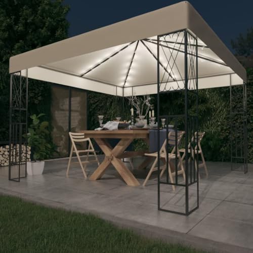 Qnhdfrt Gartenpavillon 3x3 m mit LED-Lichterkette Creme Stoff Robuste Stahlkonstruktion für Garten Partyzelt Grillüberdachung und Outdoor Events Qnhdfrt Gartenpavillon 3x3 m mit LED-Lichterkette Creme Stoff Robuste Stahlkonstruktion für Garten Partyzelt Grillüberdachung und Outdoor Events von Qnhdfrt