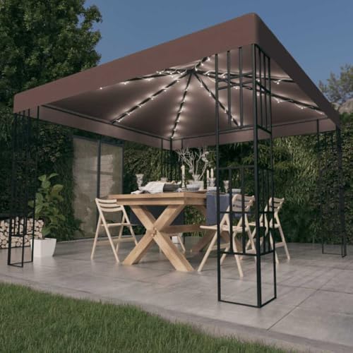 Qnhdfrt Gartenpavillon 3x3 m mit LED Lichterkette Taupe und Schwarz Robuste Stahlkonstruktion mit Polyester Dach Perfekt für Garten Partyzelt Grillüberdachung und Outdoor Events Qnhdfrt Gartenpavillon 3x3 m mit LED Lichterkette Taupe und Schwarz Robuste Stahlkonstruktion mit Polyester Dach Perfekt für Garten Partyzelt Grillüberdachung und Outdoor Events von Qnhdfrt
