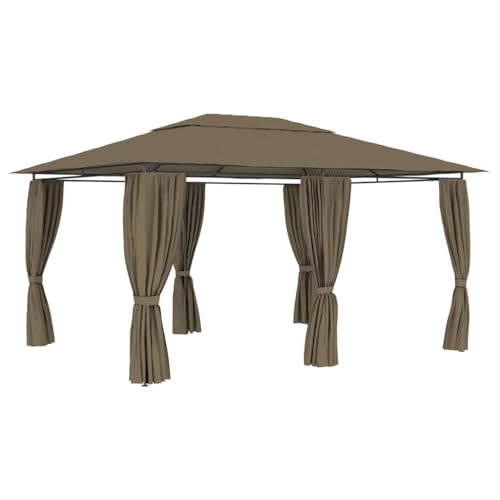 Qnhdfrt Gartenpavillon 4x3 m mit Vorhängen Taupe Wasserdicht und UV-Beständig für Outdoor-Events Grillpartys Camping und Garten Qnhdfrt Gartenpavillon 4x3 m mit Vorhängen Taupe Wasserdicht und UV-Beständig für Outdoor-Events Grillpartys Camping und Garten von Qnhdfrt