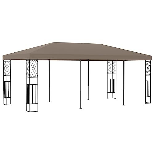 Qnhdfrt Gartenpavillon 6x3 m Taupe Robuste Stahlkonstruktion mit Polyesterdach Elegante Verzierungen für Garten Partyzelt und Grillüberdachung von Qnhdfrt