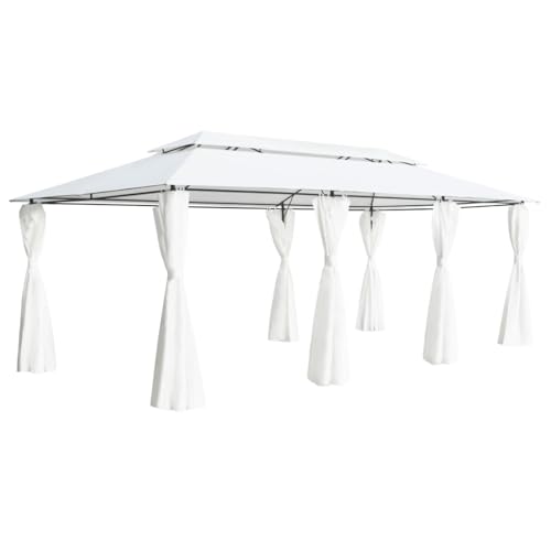 Qnhdfrt Gartenpavillon Weiß 600x298x270 cm mit Seitenvorhängen aus Polyester Robuster Stahlrohrrahmen UV-beständig und wasserabweisend für Gartenpartys Camping und Outdoor-Events Qnhdfrt Gartenpavillon Weiß 600x298x270 cm mit Seitenvorhängen aus Polyester Robuster Stahlrohrrahmen UV-beständig und wasserabweisend für Gartenpartys Camping und Outdoor-Events von Qnhdfrt