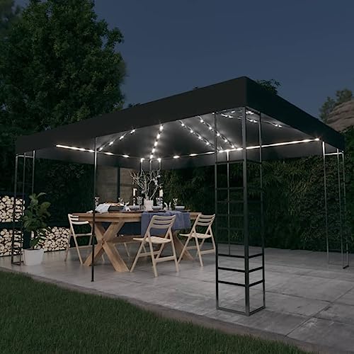 Qnhdfrt Gartenpavillon mit LED-Lichterkette 3x4 m Anthrazit Robuste Stahlkonstruktion mit Belüftetem Dach und Solarlichtern für Gartenpartys Grillabende und Camping Qnhdfrt Gartenpavillon mit LED-Lichterkette 3x4 m Anthrazit Robuste Stahlkonstruktion mit Belüftetem Dach und Solarlichtern für Gartenpartys Grillabende und Camping von Qnhdfrt