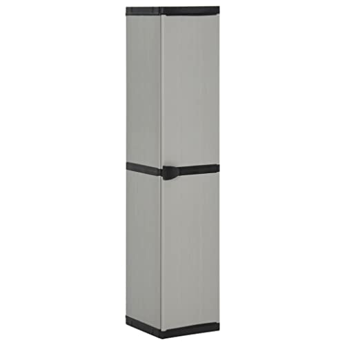 Qnhdfrt Gartenschrank Outdoor mit 3 Böden Grau Schwarz 34x40x168 cm Wetterfester Lagerschrank für Terrasse Garten und Balkon von Qnhdfrt