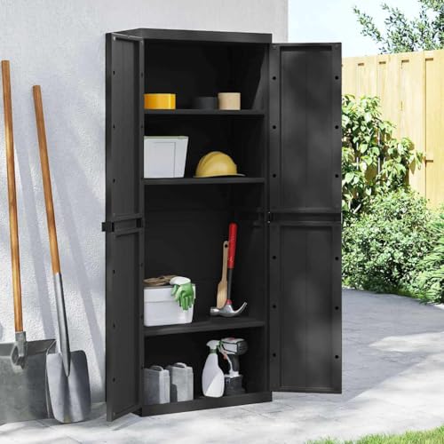 Qnhdfrt Gartenschrank Schwarz PP 65x37x165 cm Abschließbar mit Verstellbarem Einlegeboden für Garten Balkon Terrasse Outdoor Aufbewahrung Qnhdfrt Gartenschrank Schwarz PP 65x37x165 cm Abschließbar mit Verstellbarem Einlegeboden für Garten Balkon Terrasse Outdoor Aufbewahrung von Qnhdfrt