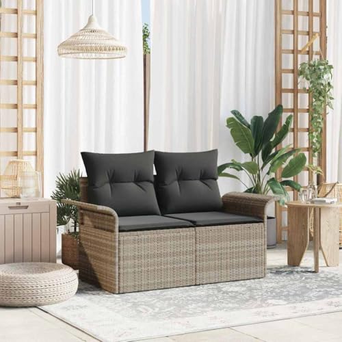 Qnhdfrt Gartensofa 2-Sitzer Outdoor Sofa Lounge Hellgrau Modernes Design UV-beständiges Synthetisches Rattan mit Kissen für Garten Terrasse Balkon Qnhdfrt Gartensofa 2-Sitzer Outdoor Sofa Lounge Hellgrau Modernes Design UV-beständiges Synthetisches Rattan mit Kissen für Garten Terrasse Balkon von Qnhdfrt