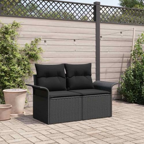Qnhdfrt Gartensofa 2-Sitzer Schwarz Poly-Rattan mit Kissen Modernes Design für Garten Balkon und Terrasse UV-beständig und wasserabweisend Qnhdfrt Gartensofa 2-Sitzer Schwarz Poly-Rattan mit Kissen Modernes Design für Garten Balkon und Terrasse UV-beständig und wasserabweisend von Qnhdfrt