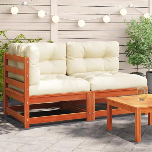Qnhdfrt Gartensofa 2-Sitzer aus massivem Kiefernholz mit Kissen in Wachsbraun – Outdoor Sofa für Garten, Terrasse und Balkon Qnhdfrt Gartensofa 2-Sitzer aus massivem Kiefernholz mit Kissen in Wachsbraun – Outdoor Sofa für Garten, Terrasse und Balkon von Qnhdfrt