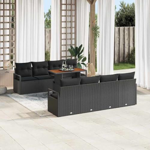 Qnhdfrt Gartensofa 9-Teilig Schwarz Braun 100 x 55 x 73 cm Poly-Rattan Ecksofa mit Stauraum Outdoor Lounge Couch für Garten Terrasse Balkon von Qnhdfrt