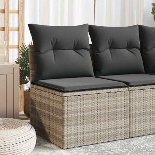 Qnhdfrt Gartensofa Outdoor Lounge Set Hellgrau PE-Rattan mit Kissen Modulares Design für Balkon und Garten von Qnhdfrt