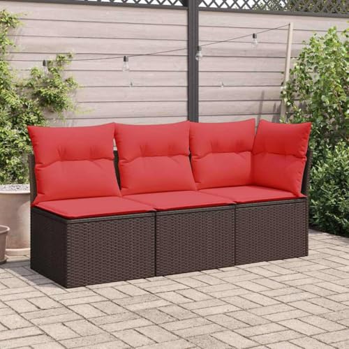 Qnhdfrt Gartensofa Outdoor Lounge Sofa Braun PE-Rattan mit Kissen Modulares Design für Garten Balkon und Terrasse von Qnhdfrt