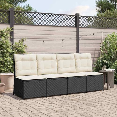 Qnhdfrt Gartensofa Schwarz Poly Rattan mit Verstellbarer Rückenlehne 54x67x95 cm UV-beständige Gartenmöbel für Balkon Terrasse und Lounge von Qnhdfrt