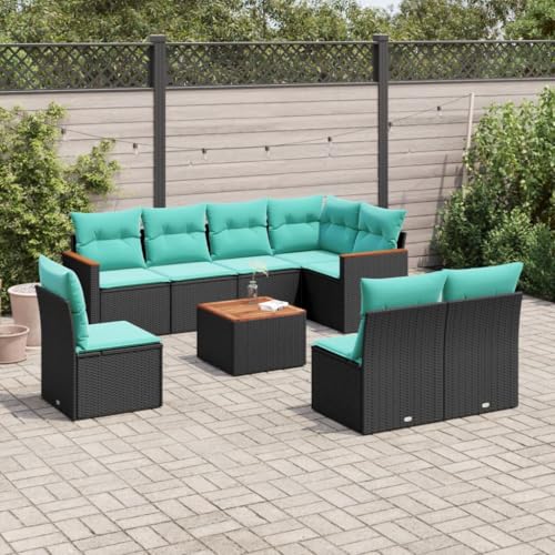 Qnhdfrt Gartensofa Set 9-teilig schwarzes Polyrattan mit Akazienholztisch 62x62x69 cm Modernes Lounge Design für Balkon Garten Terrasse Qnhdfrt Gartensofa Set 9-teilig schwarzes Polyrattan mit Akazienholztisch 62x62x69 cm Modernes Lounge Design für Balkon Garten Terrasse von Qnhdfrt