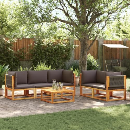 Qnhdfrt Gartensofa-Set mit Kissen aus Akazienholz & Seil Grau Modulares Design für Garten Terrasse und Balkon Qnhdfrt Gartensofa-Set mit Kissen aus Akazienholz & Seil Grau Modulares Design für Garten Terrasse und Balkon von Qnhdfrt
