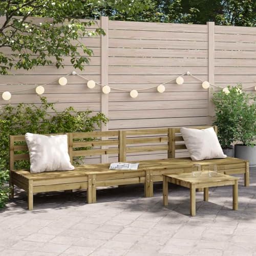 Qnhdfrt Gartensofa aus kesseldruckimprägniertem Kiefernholz, Outdoor Sofa Lounge Set ohne Armlehnen, 4-teilig, rustikales Design für Garten, Terrasse und Balkon von Qnhdfrt
