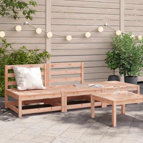 Qnhdfrt Gartensofa aus massiver Douglasie 2 Sitzer mit Hocker Outdoor Sofa Lounge Set Modulares Design für Garten Terrasse Balkon von Qnhdfrt