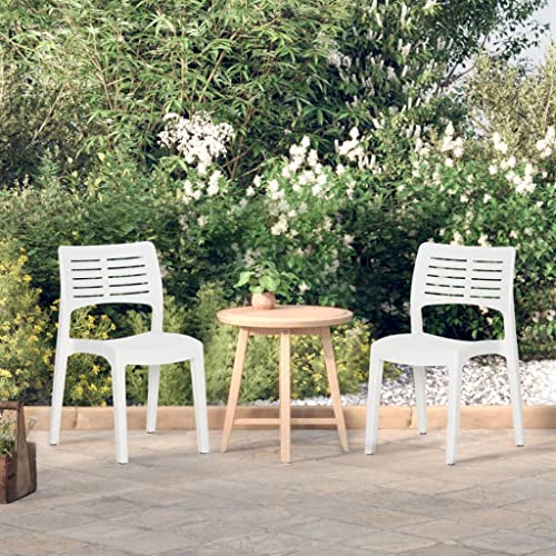 Qnhdfrt Gartenstühle 2er Set Weiß Polypropylen Leicht & Stapelbar für Balkon Garten Camping von Qnhdfrt