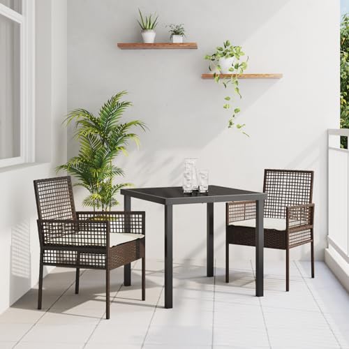 Qnhdfrt Gartenstühle 2er Set mit Kissen Outdoor Stühle Braun Poly Rattan Rechteckig Modern Bequem für Balkon Garten Camping Qnhdfrt Gartenstühle 2er Set mit Kissen Outdoor Stühle Braun Poly Rattan Rechteckig Modern Bequem für Balkon Garten Camping von Qnhdfrt