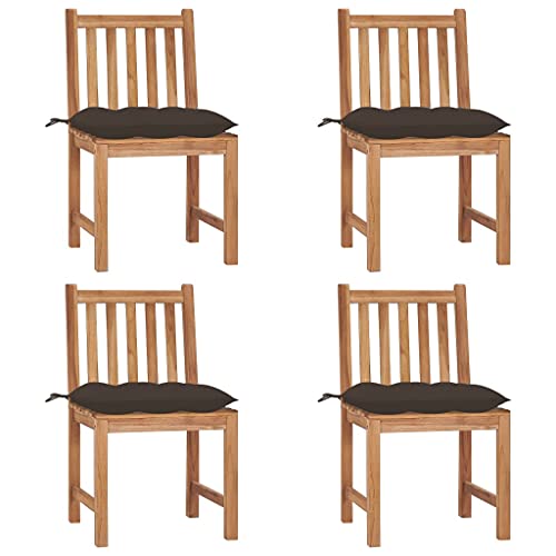 Qnhdfrt Gartenstühle 4 Stück mit Kissen Massivholz Teak Outdoor Balkon Terrasse Robust Langlebig für Garten und Terrasse von Qnhdfrt
