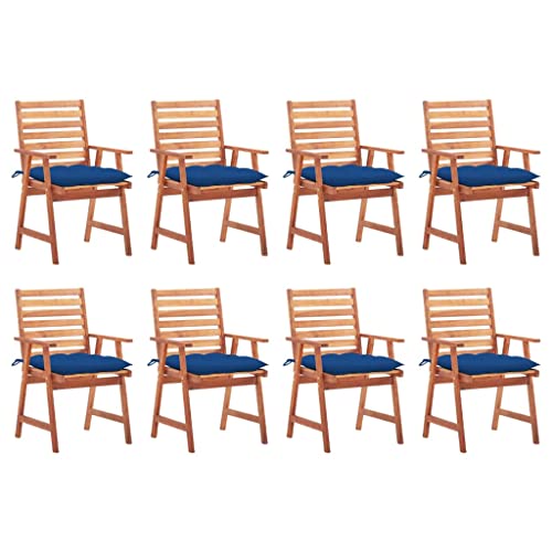 Qnhdfrt Gartenstühle 8er Set mit Kissen Massivholz Akazie Königsblau Outdoor Esszimmerstühle für Terrasse Balkon Garten Modernes Design Robust von Qnhdfrt