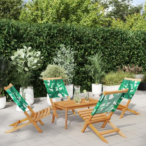Qnhdfrt Gartenstühle Klappbar 4 STK Grün Stoff und Massivholz Faltbar Outdoor Camping Balkon Terrasse Robust Stabil Bequem von Qnhdfrt