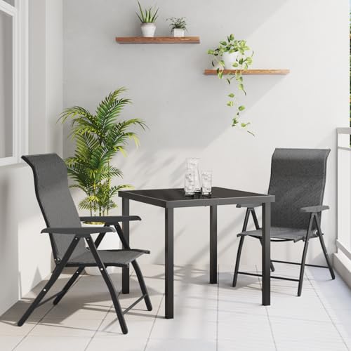 Qnhdfrt Gartenstühle Klappbar Grau Poly-Rattan Set 3-teilig Faltbare Outdoor Stühle mit Höhenverstellung für Garten Balkon Terrasse von Qnhdfrt