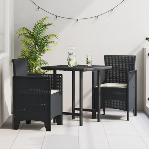 Qnhdfrt Gartenstühle Set 2 STK. Anthrazit mit Kissen aus Synthetischem Poly-Rattan – Leichtes Design, Wetterbeständig für Garten, Terrasse und Balkon von Qnhdfrt