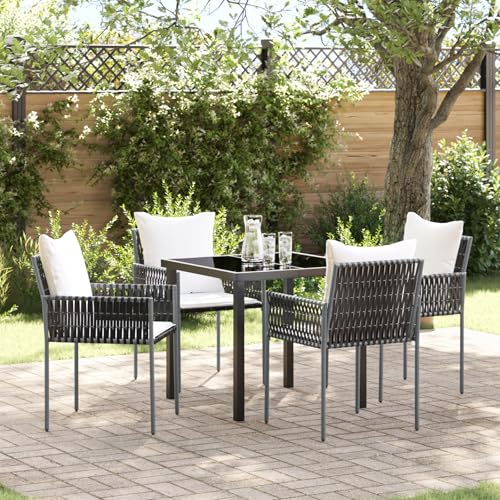 Qnhdfrt Gartenstühle Set 2er mit Kissen Braun Poly Rattan, Modernes Design und Wetterfest für Garten Terrasse Balkon von Qnhdfrt