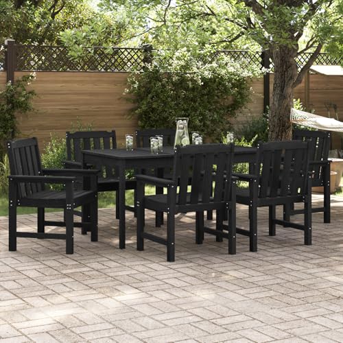 Qnhdfrt Gartenstühle Set 6 Stück Schwarz Outdoor HDPE Kunststoff Gartenmöbel für Balkon Terrasse Modernes Design Wetterfest Robust mit Latten-Design 65,5x55,5x88 cm von Qnhdfrt