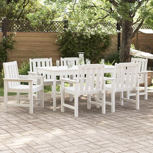 Qnhdfrt Gartenstühle Set 6 Stück Weiß Modernes Design HDPE Wetterfeste Essstühle für Terrasse Balkon Garten von Qnhdfrt