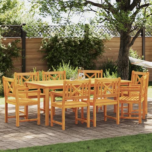 Qnhdfrt Gartenstühle Set 8 Stück Massivholz Akazie Braun Rechteckig Outdoor Stühle für Garten Terrasse Balkon Robust Modern Langlebig von Qnhdfrt
