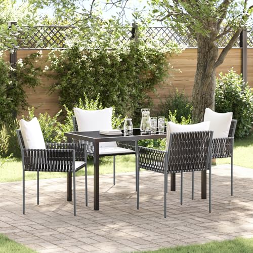Qnhdfrt Gartenstühle Set Braun mit Kissen aus Synthetischem Poly Rattan, 2er-Set für Garten Terrasse Balkon, Modernes Design mit Gepolsterten Sitzen und Wetterfester Stahlrahmen von Qnhdfrt