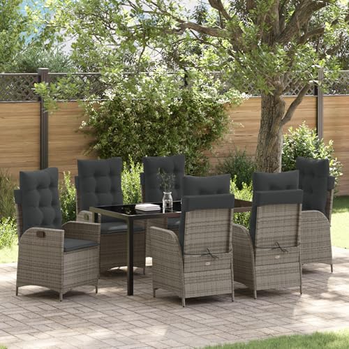 Qnhdfrt Gartenstühle Set Grau mit Kissen aus Poly Rattan für Terrasse Garten Balkon, Verstellbare Rückenlehne und Wetterfester Stahlrahmen, 2er-Set Qnhdfrt Gartenstühle Set Grau mit Kissen aus Poly Rattan für Terrasse Garten Balkon, Verstellbare Rückenlehne und Wetterfester Stahlrahmen, 2er-Set von Qnhdfrt